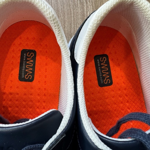 SWIMS Avenue Leather Sneaker Casual Shoes Navy Men’s Size 8 New in Box - Picture 5 of 13